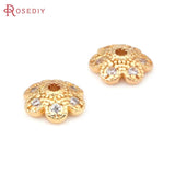 10PCS Brass Zircon Flower Beads Caps for Jewelry Making DIY
