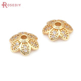 10PCS Brass Zircon Flower Beads Caps for Jewelry Making DIY