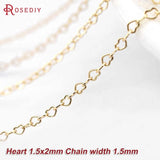 Champagne Brass Heart Shape Necklace Chains High Jewelry Accessories