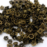 200pcs Antique Silver Bead Caps Mixed Sizes DIY Jewelry Accessories
