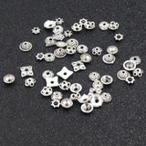 200pcs Antique Silver Bead Caps Mixed Sizes DIY Jewelry Accessories