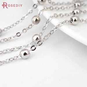 5M Width 2MM/4MM Bead Antique Bronze Copper Oval Link Necklace Chains