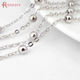 5M Width 2MM/4MM Bead Antique Bronze Copper Oval Link Necklace Chains