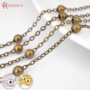5M Width 2MM/4MM Bead Antique Bronze Copper Oval Link Necklace Chains