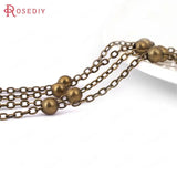 5M Width 2MM/4MM Bead Antique Bronze Copper Oval Link Necklace Chains