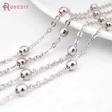 5M Width 2MM/4MM Bead Antique Bronze Copper Oval Link Necklace Chains