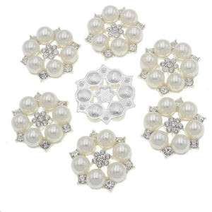 10pcs 25mm Flower Pearl Oval Rhinestone Wedding Invitations DIY Jewelry