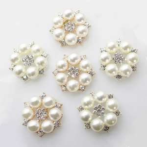 10pcs 25mm Flower Pearl Oval Rhinestone Wedding Invitations DIY Jewelry