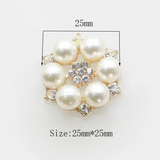 10pcs 25mm Flower Pearl Oval Rhinestone Wedding Invitations DIY Jewelry