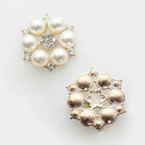 10pcs 25mm Flower Pearl Oval Rhinestone Wedding Invitations DIY Jewelry