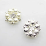 10pcs 25mm Flower Pearl Oval Rhinestone Wedding Invitations DIY Jewelry