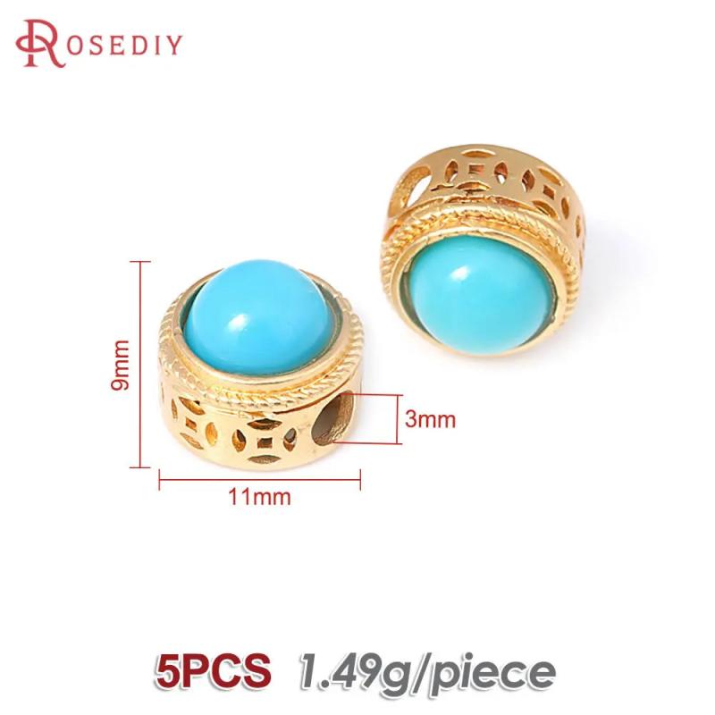 5PCS Matte Brass Round Vintage Nepalese Beads Bracelets Spacer Jewelry Making