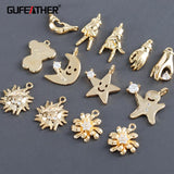 DIY Jewelry Making Kit 6pcs/lot 18k Gold Plated Copper Pendants
