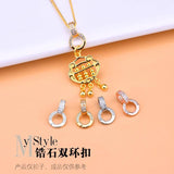 S925 Sterling Silver Zircon Double Ring Buckle Pendant