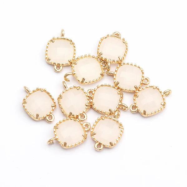 10pcs/lot Copper Metal Hand Made Glass Charms DIY Pendants