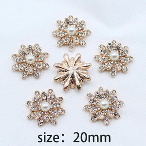 10pcs 20mm Flower Rhinestone Pearl Box Greeting Card DIY Jewelry Accessories