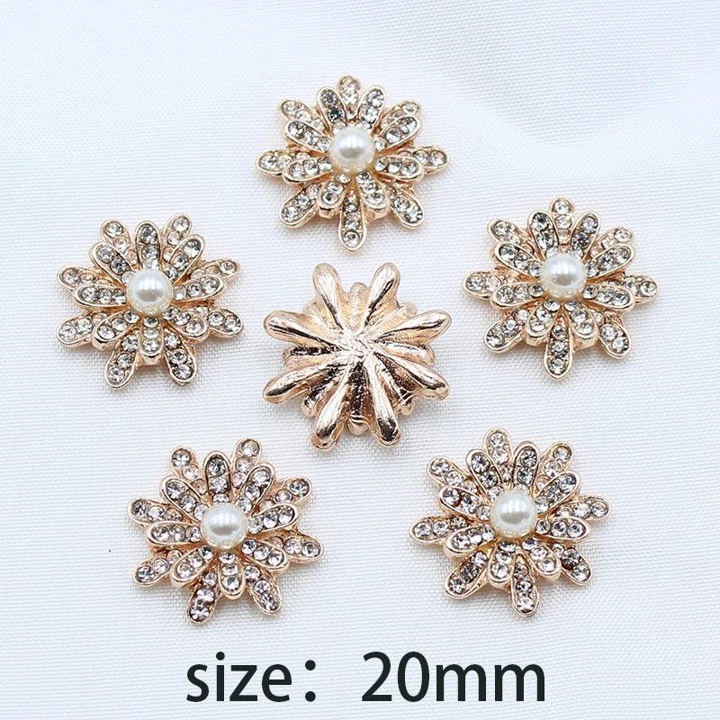 10pcs 20mm Flower Rhinestone Pearl Box Greeting Card DIY Jewelry Accessories