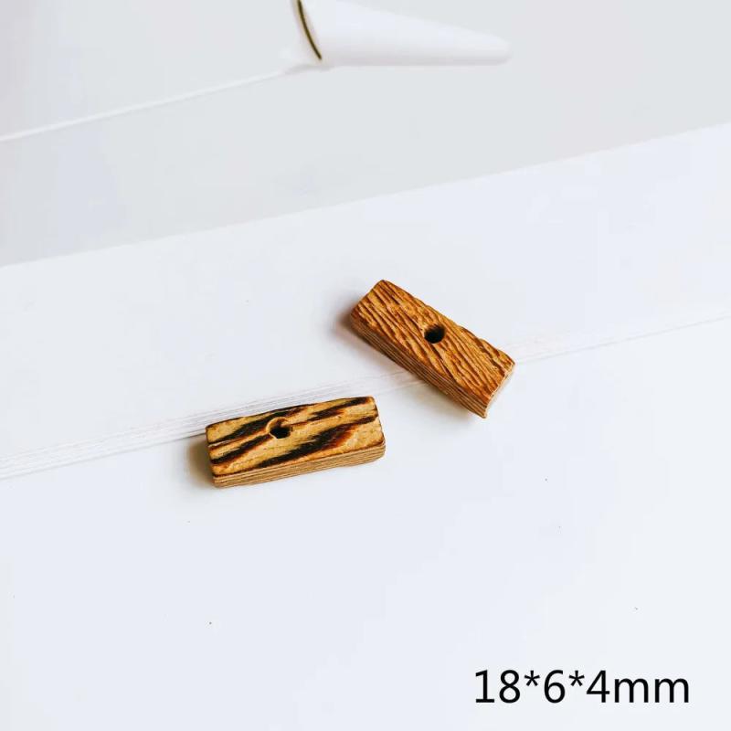 Wooden Round Square Eardrop Beads Bronze Pendant Earrings Jewelry Finding 10pcs