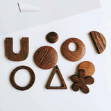 Wooden Round Square Eardrop Beads Bronze Pendant Earrings Jewelry Finding 10pcs