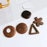 Wooden Round Square Eardrop Beads Bronze Pendant Earrings Jewelry Finding 10pcs
