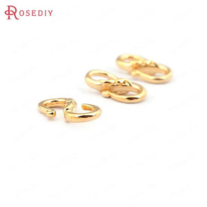 10PCS 13*7MM 24K Brass S Shape Clasps Jewelry Findings
