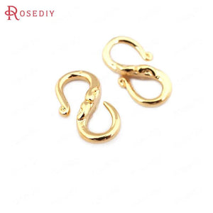 10PCS 13*7MM 24K Brass S Shape Clasps Jewelry Findings
