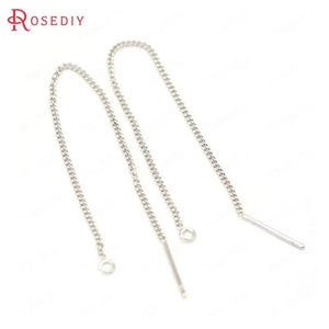 6PCS 80-83MM 24K Brass Tassel Chain Stud Earring Line Connect Chain