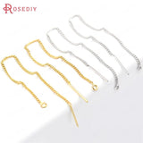 6PCS 80-83MM 24K Brass Tassel Chain Stud Earring Line Connect Chain