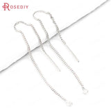 6PCS 80-83MM 24K Brass Tassel Chain Stud Earring Line Connect Chain