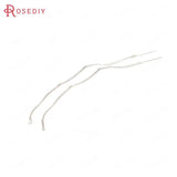 6PCS 80-83MM 24K Brass Tassel Chain Stud Earring Line Connect Chain