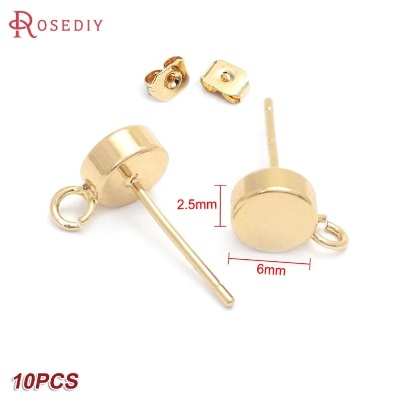 24K Brass Stud Earrings Pins Jewelry Making Supplies