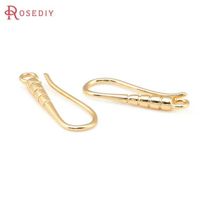 10PCS 19.5x7MM 24K Brass Earrings Hooks for Jewelry Making