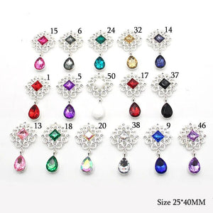 10Pcs Crystal Rhinestone Brooch DIY Wedding Card Wine Glass Decoration