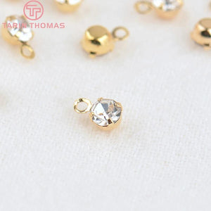 20PCS 3.5MM Hole 0.5MM Brass Zircon Round Pendants Charms