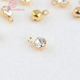 20PCS 3.5MM Hole 0.5MM Brass Zircon Round Pendants Charms