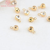 20PCS 3.5MM Hole 0.5MM Brass Zircon Round Pendants Charms