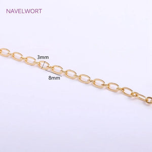 14K Plated Oval Cable Chain Necklace Making DIY Brass Metal Chain