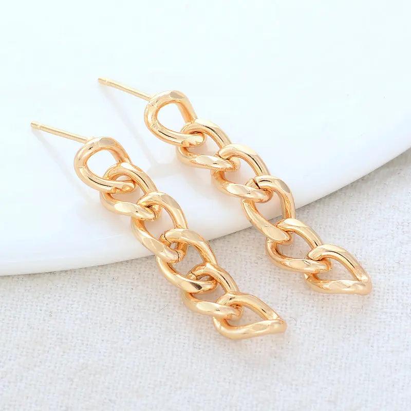 35MM 14K Plated Brass Chains Stud Earrings DIY Jewelry Finding Accessories