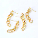 35MM 14K Plated Brass Chains Stud Earrings DIY Jewelry Finding Accessories