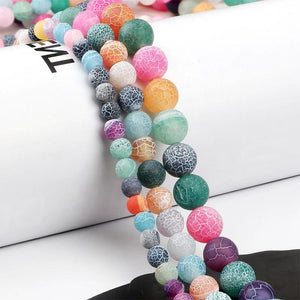 6 8 10mm Matte Frost Cracked Round Beads for Jewelry Making