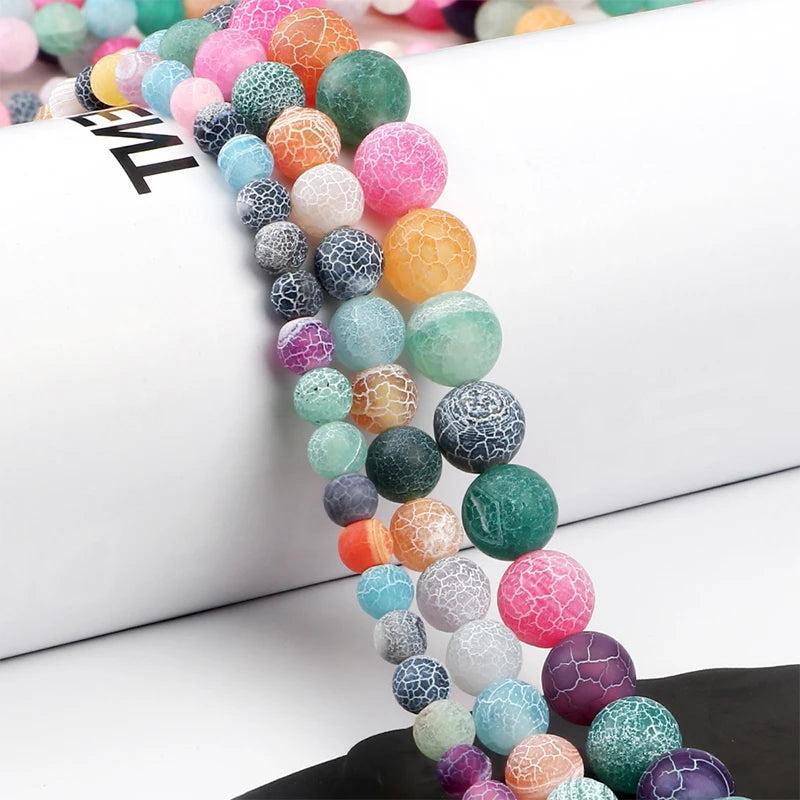 6 8 10mm Matte Frost Cracked Round Beads for Jewelry Making