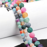 6 8 10mm Matte Frost Cracked Round Beads for Jewelry Making