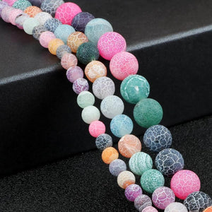6 8 10mm Matte Frost Cracked Round Beads for Jewelry Making