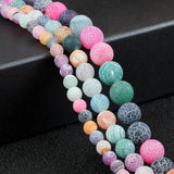 6 8 10mm Matte Frost Cracked Round Beads for Jewelry Making