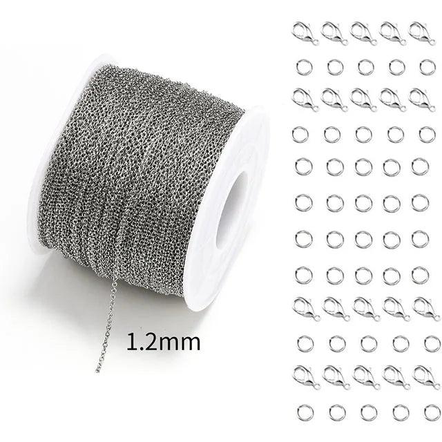 10m Stainless Steel Cable Chain Kit with Lobster Clasps & Jump Rings