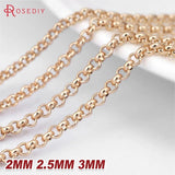 2M High Champagne Brass Round Link Chain 1.4MM-3MM Jewelry Making DIY Findings
