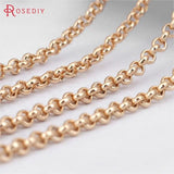 2M High Champagne Brass Round Link Chain 1.4MM-3MM Jewelry Making DIY Findings