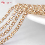 2M High Champagne Brass Round Link Chain 1.4MM-3MM Jewelry Making DIY Findings
