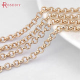 2M High Champagne Brass Round Link Chain 1.4MM-3MM Jewelry Making DIY Findings