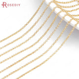2M High Champagne Brass Round Link Chain 1.4MM-3MM Jewelry Making DIY Findings
